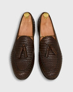 Load image into Gallery viewer, Nassau Tassel Loafer in Brown Woven Leather