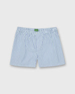 Load image into Gallery viewer, Button-Front Boxer Short in Green/Blue Multi Stripe Poplin