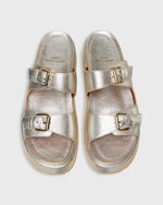 Load image into Gallery viewer, Double-Buckle Platform Slide in Light Platino Leather