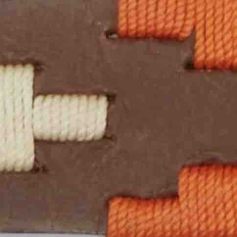1 1/8" Polo Belt in Persimmon/Navy/Bone Medium Brown Leather