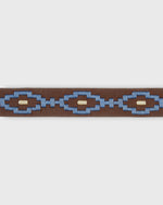 Load image into Gallery viewer, 1 1/8" Polo Belt in Blue/Bone Medium Brown Leather