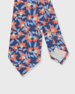 Load image into Gallery viewer, Silk Print Tie in Mid Blue/Coral Floral