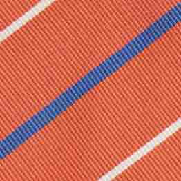 Silk Woven Tie in Orange/Blue/White Stripe