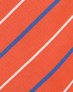 Load image into Gallery viewer, Silk Woven Tie in Orange/Blue/White Stripe