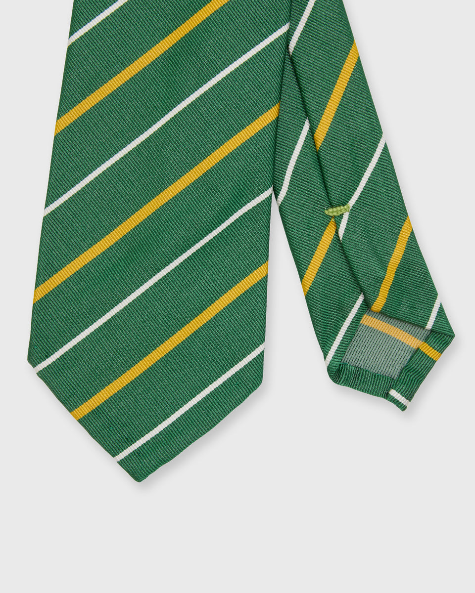 Silk Woven Tie in Green/Yellow/White Stripe | Shop Sid Mashburn