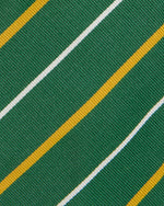 Load image into Gallery viewer, Silk Woven Tie in Green/Yellow/White Stripe