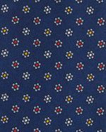 Load image into Gallery viewer, Silk Print Tie in Navy/Sky Multi Flower