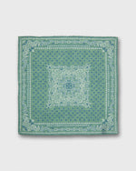 Load image into Gallery viewer, Linen/Cotton Print Pocket Square in Mint/Navy Flower Paisley
