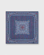 Load image into Gallery viewer, Linen/Cotton Print Pocket Square in Navy/Red Paisley