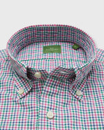 Load image into Gallery viewer, Button-Down Sport Shirt in Berry/Green/Navy Tattersall Poplin