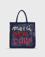 Load image into Gallery viewer, Large Merci Beau Coup Tote in Blue Multi
