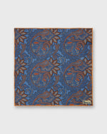 Load image into Gallery viewer, Linen Print Pocket Square in Blue/Brick Paisley