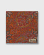 Load image into Gallery viewer, Linen Print Pocket Square in Brick/Sienna Paisley