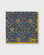 Load image into Gallery viewer, Linen Print Pocket Square in Navy Multi Mosaic
