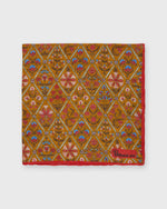 Load image into Gallery viewer, Linen Print Pocket Square in Orange Multi Mosaic