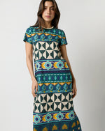 Load image into Gallery viewer, Sporty Swing Dress in Emerald Casareale Barré Cotton Jersey