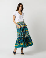 Load image into Gallery viewer, Sunset Skirt in Emerald Casareale Barré Cotton Jersey