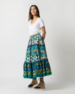 Load image into Gallery viewer, Sunset Skirt in Emerald Casareale Barré Cotton Jersey