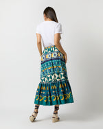 Load image into Gallery viewer, Sunset Skirt in Emerald Casareale Barré Cotton Jersey