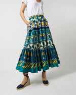 Load image into Gallery viewer, Sunset Skirt in Emerald Casareale Barré Cotton Jersey