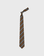 Load image into Gallery viewer, Silk Woven Tie in Brown/Sky Bar Stripe