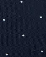 Load image into Gallery viewer, Silk Woven Tie in Navy/Ivory Dot