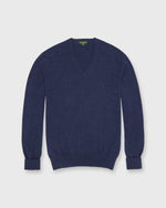 Load image into Gallery viewer, Classic V-Neck Sweater in Air Force Blue Cashmere
