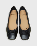Load image into Gallery viewer, Square-Toe Ballet Flat in Black Leather