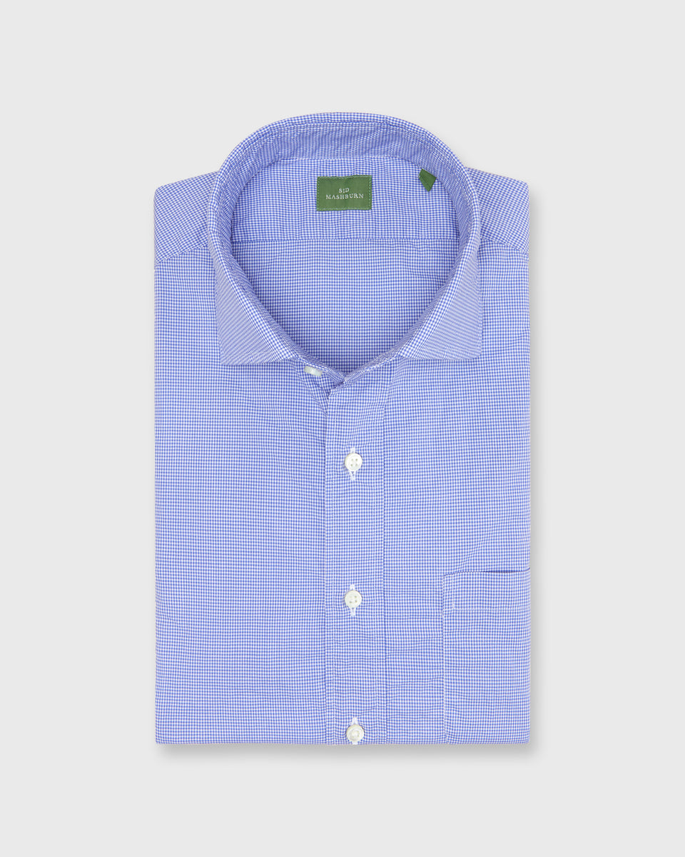 Spread Collar Sport Shirt in Ink Micro Gingham Poplin | Shop Sid