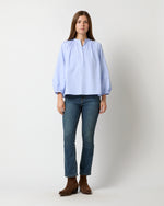 Load image into Gallery viewer, Sienna Top in Sky/White Mini Check Poplin