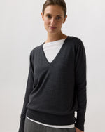 Load image into Gallery viewer, Kate V-Neck Sweater in Heather Charcoal Escorial Wool