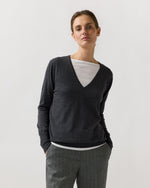 Load image into Gallery viewer, Kate V-Neck Sweater in Heather Charcoal Escorial Wool