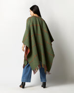 Load image into Gallery viewer, Reversible Lambswool Cape in Red Tweed/Green Windowpane