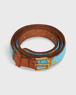 Load image into Gallery viewer, 1" African Fully Beaded Belt in Sky/Yellow/Orange