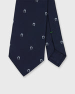 Load image into Gallery viewer, Silk Woven Tie in Navy/Bone Horseshoe