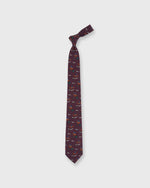 Load image into Gallery viewer, Silk Print Tie in Burgundy Fox Hunt