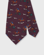 Load image into Gallery viewer, Silk Print Tie in Burgundy Fox Hunt