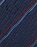 Load image into Gallery viewer, Silk Woven Tie in Cadet/Mist/Brown Stripe
