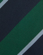 Load image into Gallery viewer, Silk Woven Tie in Green/Navy/Mist Stripe