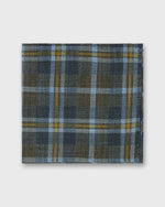 Load image into Gallery viewer, Wool/Silk Pocket Square in Smoke/Sky/Yellow Plaid