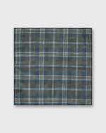 Load image into Gallery viewer, Wool/Silk Pocket Square in Smoke/Sky/Yellow Plaid