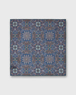 Load image into Gallery viewer, Hand-Rolled Wool/Silk Pocket Square in Lovat/Blue/Dusty Rose Mosaic