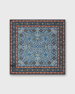 Load image into Gallery viewer, Wool/Silk Pocket Square in Sky/Ginger/Aegean Mosaic
