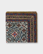 Load image into Gallery viewer, Wool/Silk Pocket Square in Bone/Blue/Butter Mosaic