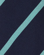 Load image into Gallery viewer, Silk Woven Tie in Navy/Mint Stripe