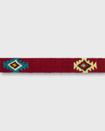 Load image into Gallery viewer, Hand-Loomed D-Ring Belt in Burgundy/Blue Tribal