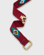 Load image into Gallery viewer, Hand-Loomed D-Ring Belt in Burgundy/Blue Tribal