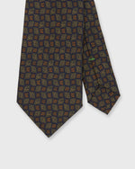 Load image into Gallery viewer, Silk Print Tie in Navy/Green/Gold Foulard