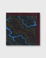 Load image into Gallery viewer, Wool Print Pocket Square in Green/Navy/Glacier Paisley