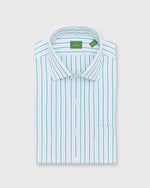 Load image into Gallery viewer, Spread Collar Dress Shirt in Green/Lavender Stripe Poplin